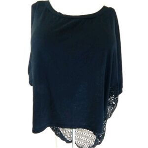 Torrid Crochet Back Black Top Sheer